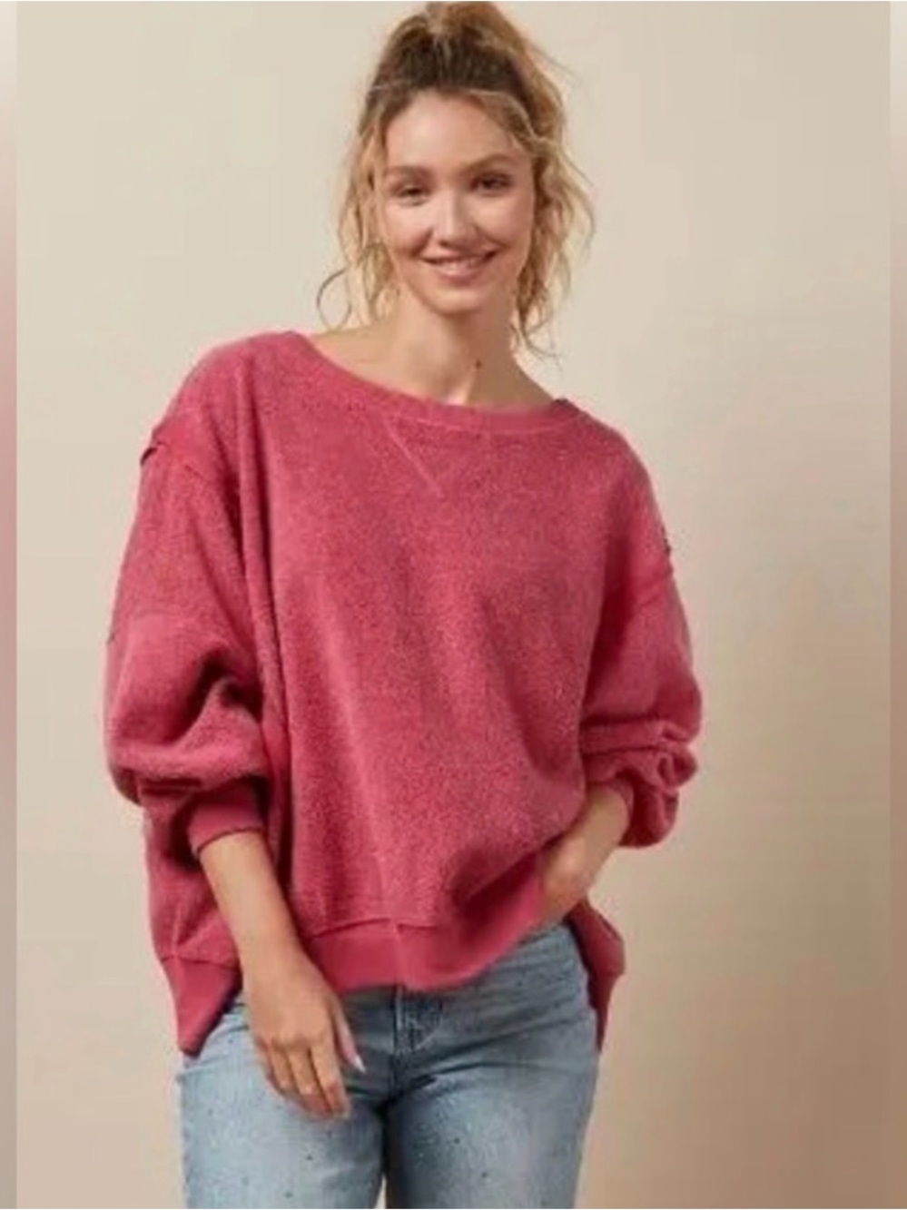 American Eagle Outfitters Oversized Huggable Rose Sweatshirt